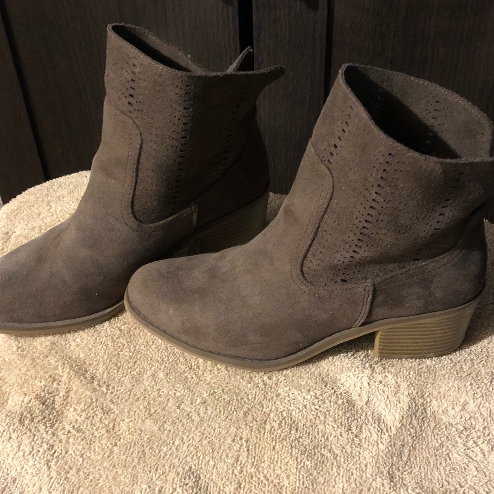 Brown suede ankle boots